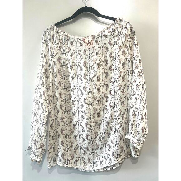 Tory Burch Sophie Coquette Off-the-Shoulder Peasant Blouse Silk boho top Sz-0 - Picture 3 of 10